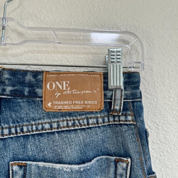 🦋 ONE BY ONE TEASPOON Trashed Free Birds Distressed Rigid Skinny Leg Size 24 - Picture 3 of 7